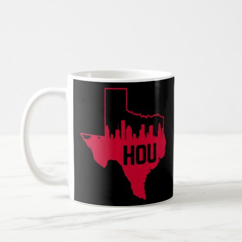 Cool Red Texas State Outline Houston City Skyline  Coffee Mug