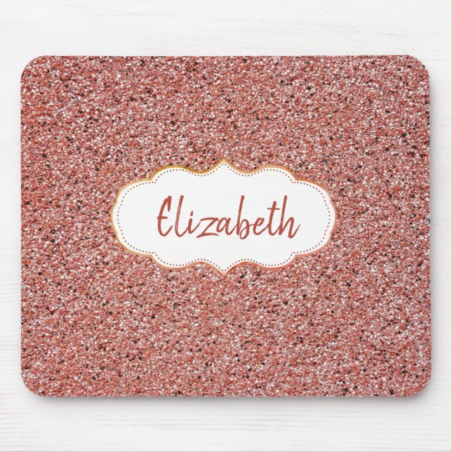 Cool Red Trendy, Marble, Frame -Personalized Mouse Pad (Front)