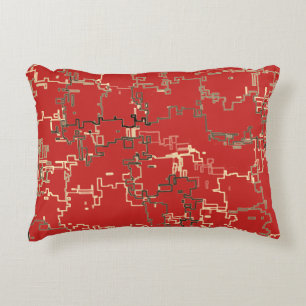 COOL Red Unique Pattern Accent Pillow