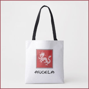 Cool Red White and Black Dragon Tote Bag