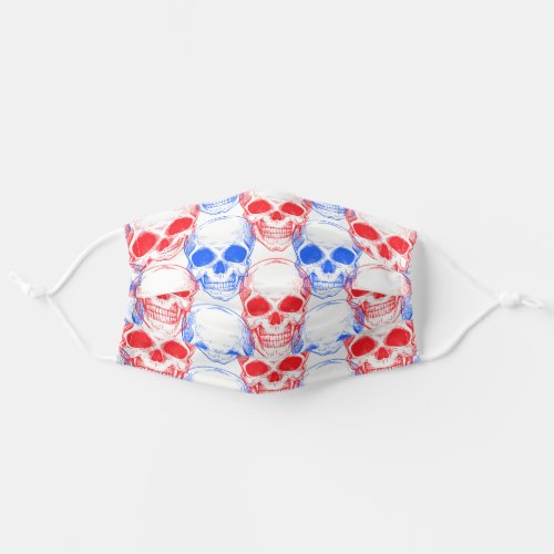 Cool Red White And Blue Skull Pattern Adult Cloth Face Mask