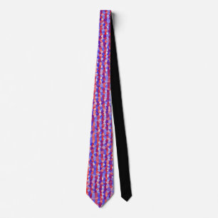 Cool Red White and Blue Stained Glass Tiles Neck Tie