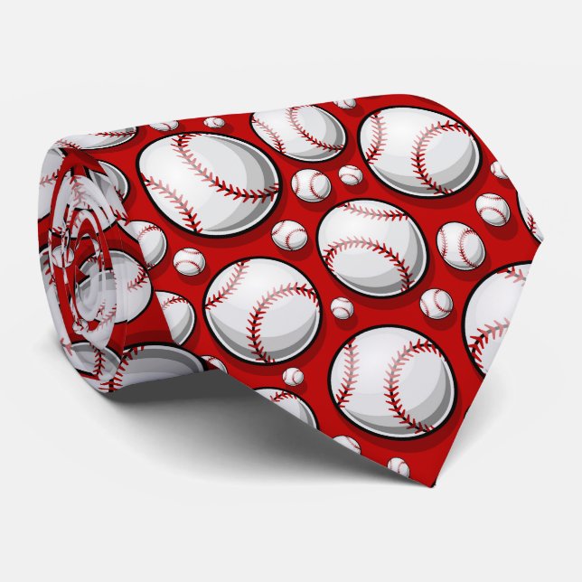 cool red white Baseball sports lovers  Neck Tie (Rolled)