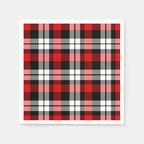 Cool Red White Black Lumberjack Tartan Pattern Napkins