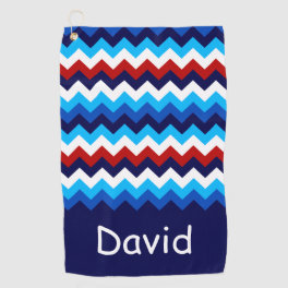 Cool Red White Blue Chevrons Monogram Golf Towel
