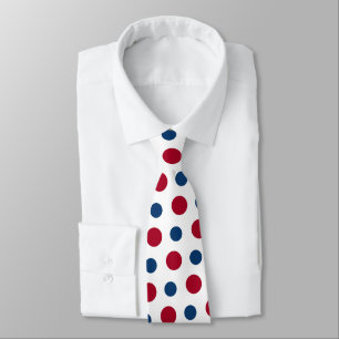 cool red white blue polka dot pattern tiled neck tie