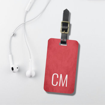 Cool Red White Bold Monogram  Luggage Tag by Weaselgift at Zazzle