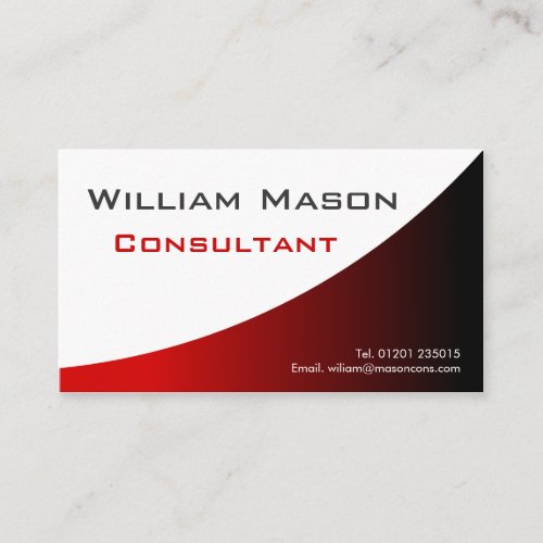 Red White Curved, Professional Business Card