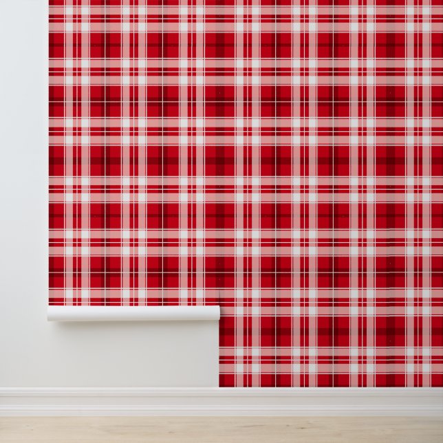 Cool red white plaid pattern wallpaper  (Application)