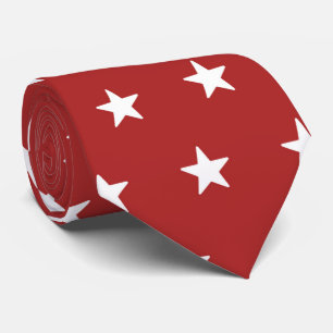cool red white star pattern tiled  neck tie