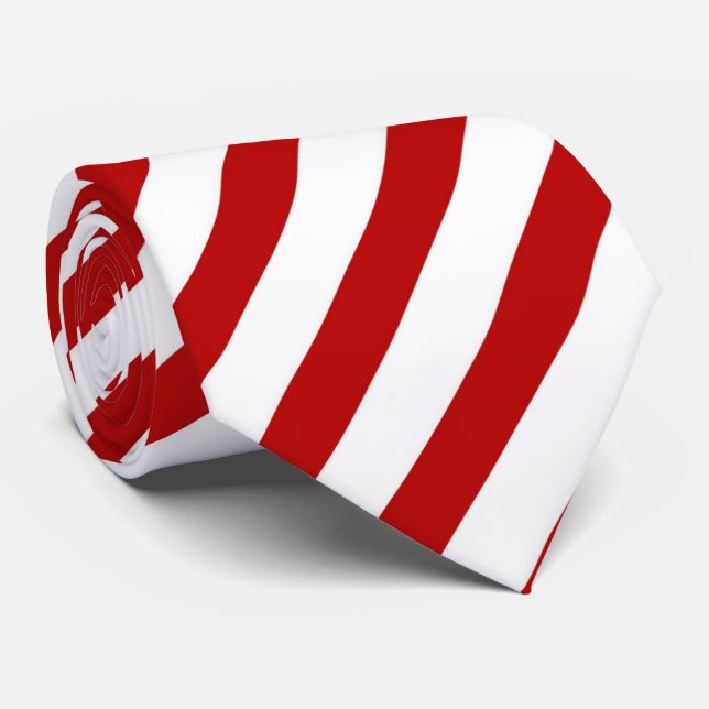 cool red white stripe pattern tiled  neck tie (Rolled)
