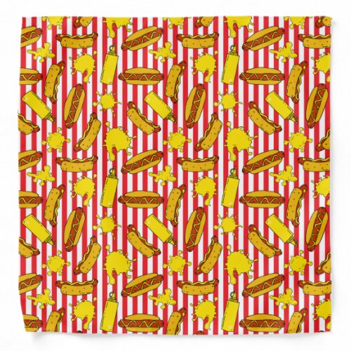 Cool Red White Stripes Wiener Hot Dogs Chef Bandana