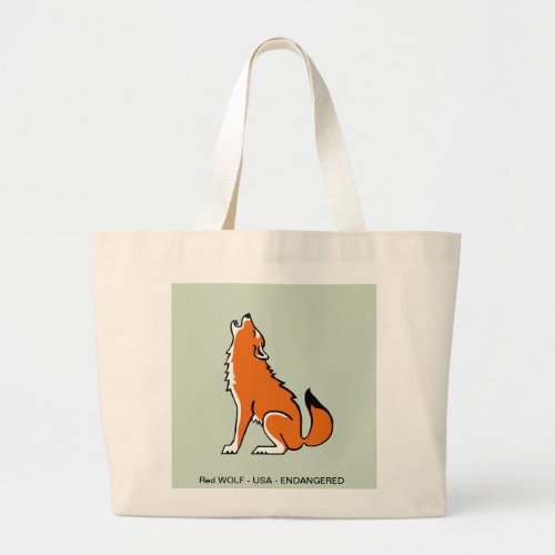 Cool Red WOLF _Animal lover _ Wildlife _Green Large Tote Bag
