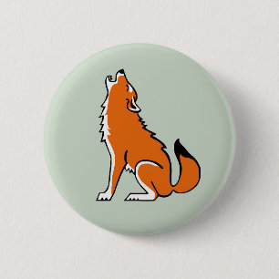 Cool Red WOLF - Endangered animal graphic - Button