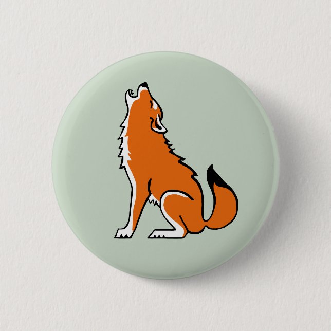 Cool Red WOLF - Endangered animal graphic - Button (Front)