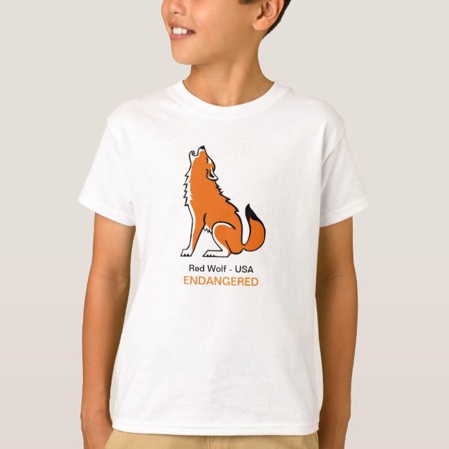 Cool Red WOLF - Endangered animal graphic-  T-Shirt (Front)