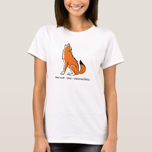  Cool Red WOLF_ Endangered animal _Womens T_Shirt