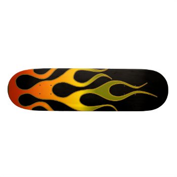 Cool Red Yellow Fire Flames On Black Skateboard by alleyshirts at Zazzle