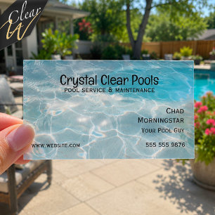 Cool Reflections Pool Service Clear Business Cards