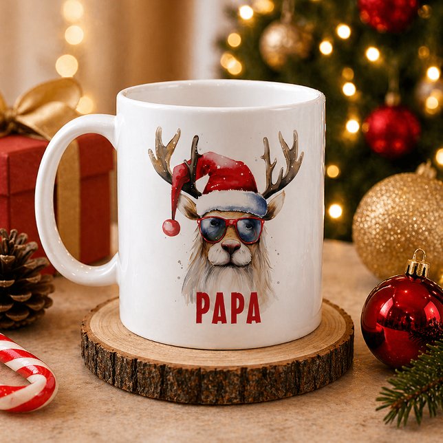 Cool Reindeer Personalized Holiday Mug (Personalized Christmas Mug)