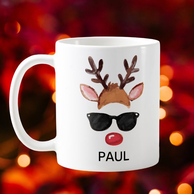 Cool Reindeer Sunglasses Christmas Custom Name Coffee Mug (Cool Reindeer Sunglasses Christmas Custom Name Coffee Mug
)