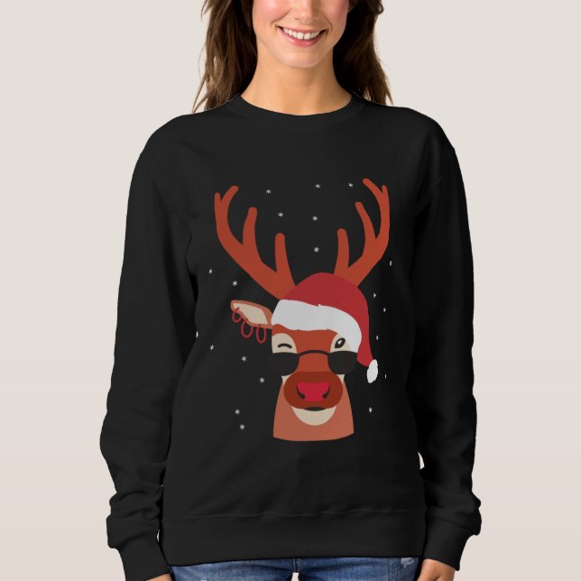 Cool Reindeer X Mas Christmas Animals Sweatshirt (Front)