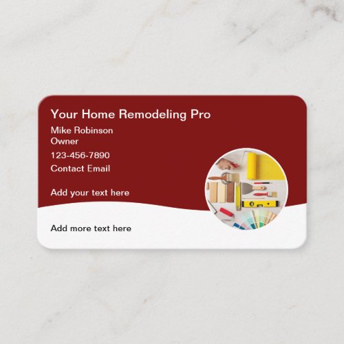 Cool Remodeling Construction Handyman  Business Card