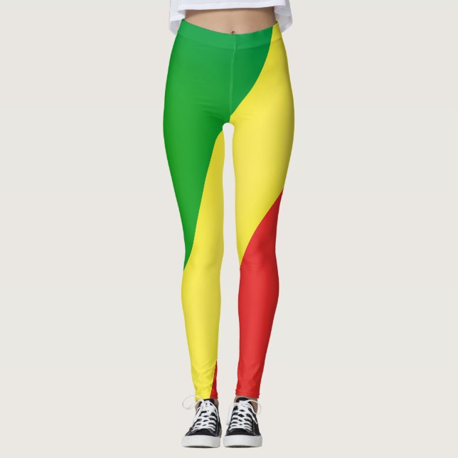 Cool Republic Of The Congo Flag Fashion Leggings (Front)