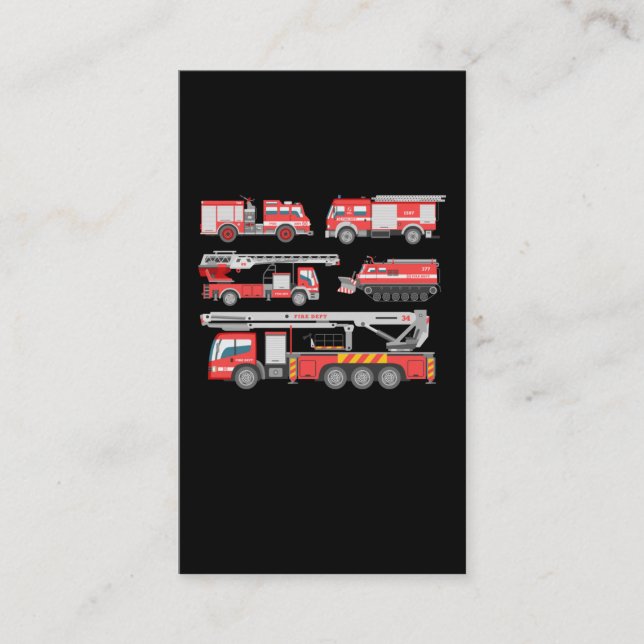 Cool Rescue Fire Trucks Boys Girls Firefighter Business Card (Front)