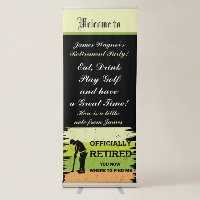 cool retirement golfing party  retractable banner (Front)