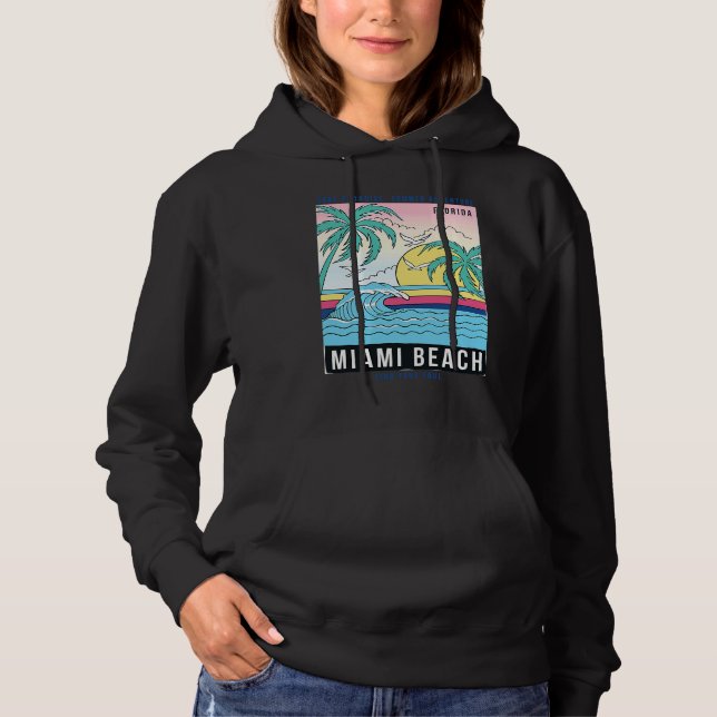 Cool Reto Miami Beach Miami Outfit Fashion Graphic Hoodie (Front)