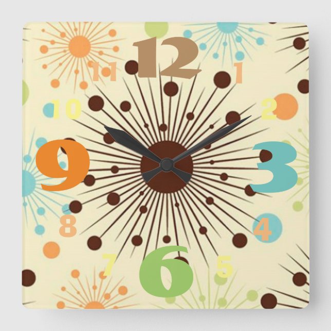 Cool Retro 50's Design Wall Clock (Front)