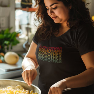 Cool Retro 70's Stacked Godmother Typography T-Shirt