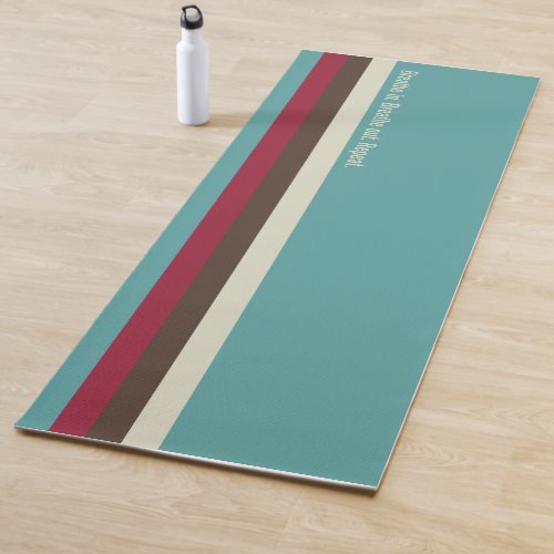 Cool Retro 70s Stripes Brown Aqua Red Cream Yoga Mat