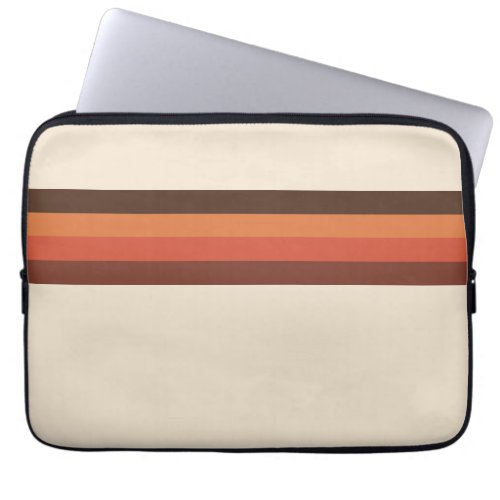 Cool Retro 70s Stripes  Brown Orange Tangerine Laptop Sleeve