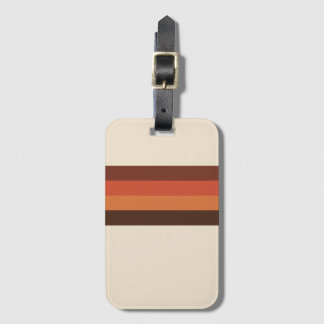 Cool Retro 70s Stripes  Brown Orange Tangerine Luggage Tag