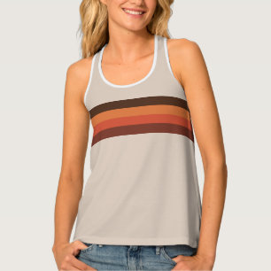 Cool Retro 70s Stripes  Brown Orange Tangerine Tank Top