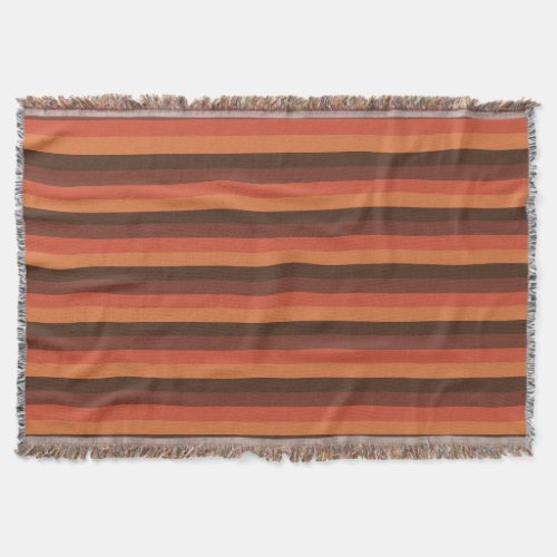 Cool Retro 70s Stripes  Brown Orange Tangerine Throw Blanket