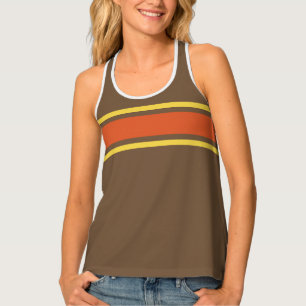 Cool Retro 70s Stripes Brown Orange Yellow Turquoi Tank Top