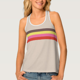 Cool Retro 70s Stripes Brown Yellow Pink Red Tank Top