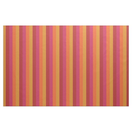 Cool Retro 70s Stripes Orange Red Pink Gold Fabric