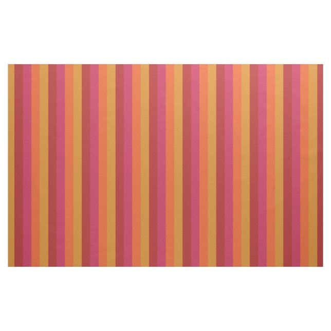 Cool Retro 70s Stripes Orange Red Pink Gold Fabric (Yard)