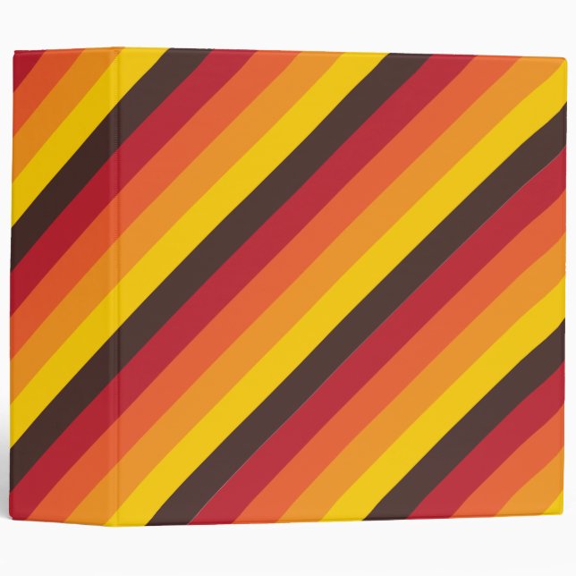 Cool Retro 70s Stripes Orange Yellow Red 3 Ring Binder (Front/Spine)