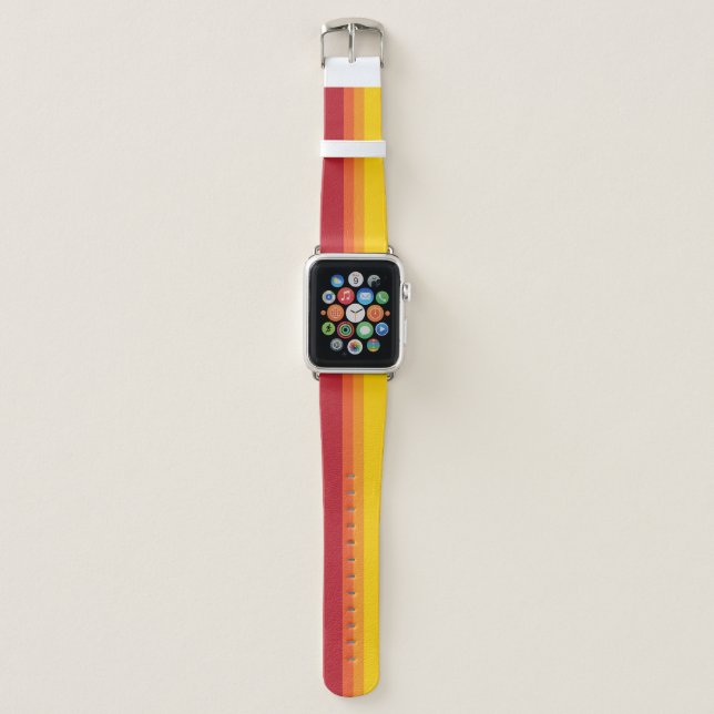 Cool Retro 70s Stripes Orange Yellow Red Apple Watch Band (Front)