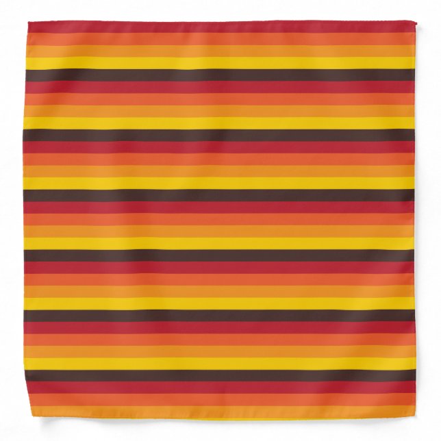 Cool Retro 70s Stripes Orange Yellow Red Bandana (Front)