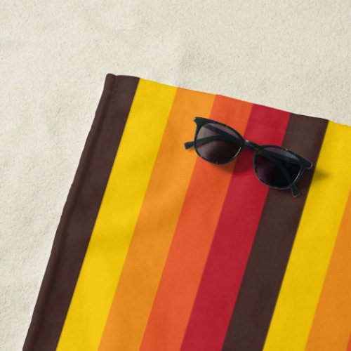 Cool Retro 70s Stripes Orange Yellow Red Beach Towel
