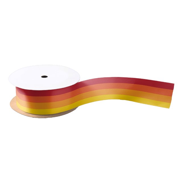 Cool Retro 70s Stripes Orange Yellow Red Satin Ribbon (Spool)