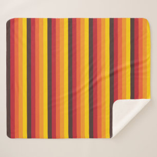 Cool Retro 70s Stripes Orange Yellow Red Sherpa Blanket