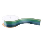 Cool Retro 70s Stripes Sea-foam Green Blue Satin Ribbon