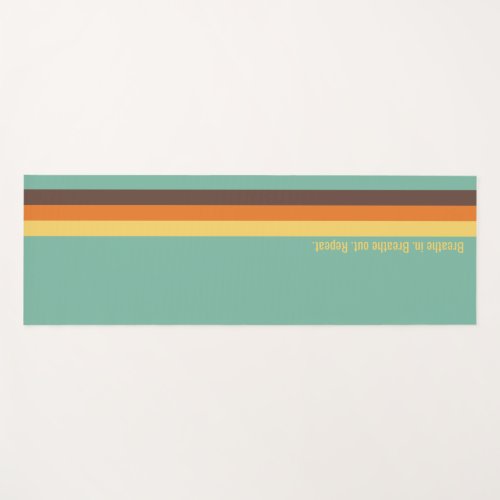 Cool Retro 70s Stripes Teal Yellow Orange Brown B Yoga Mat